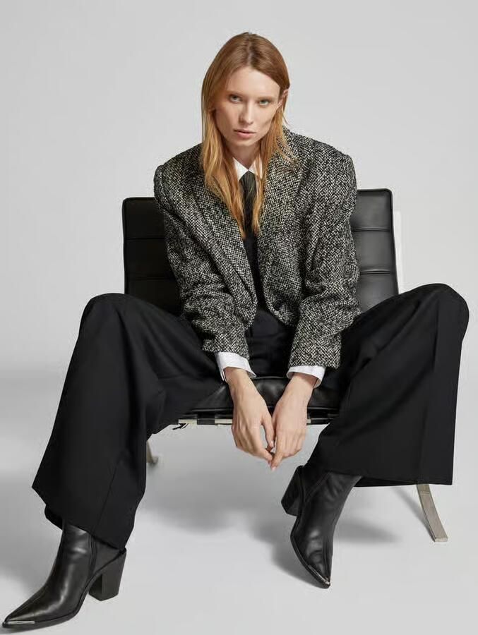 Anine Bing Straight fit stoffen broek met bandplooien