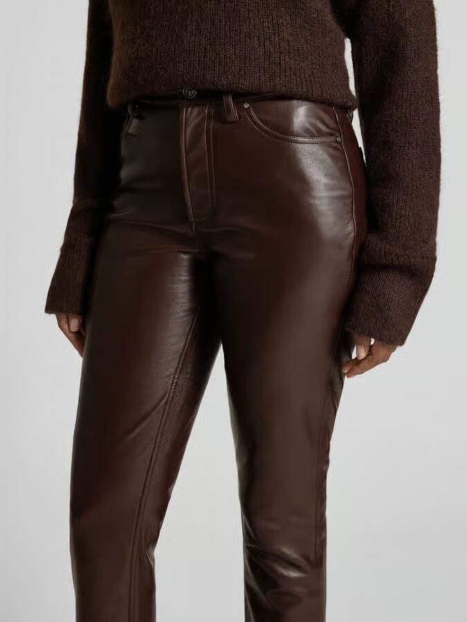 Anine Bing Straight fit stoffen broek van leermix