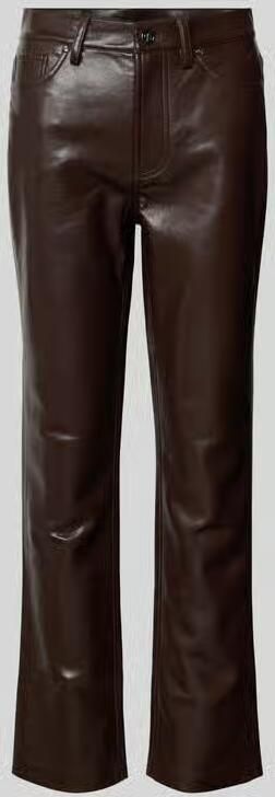 Anine Bing Straight fit stoffen broek van leermix - Foto 2