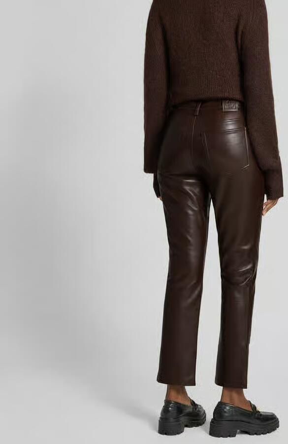 Anine Bing Straight fit stoffen broek van leermix - Foto 2
