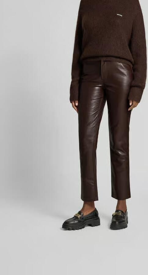 Anine Bing Straight fit stoffen broek van leermix - Foto 3