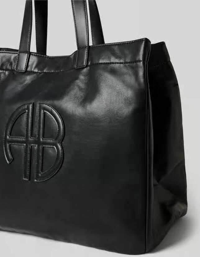 Anine Bing Grote Rio Tote Zwarte Leren Tas Black Dames
