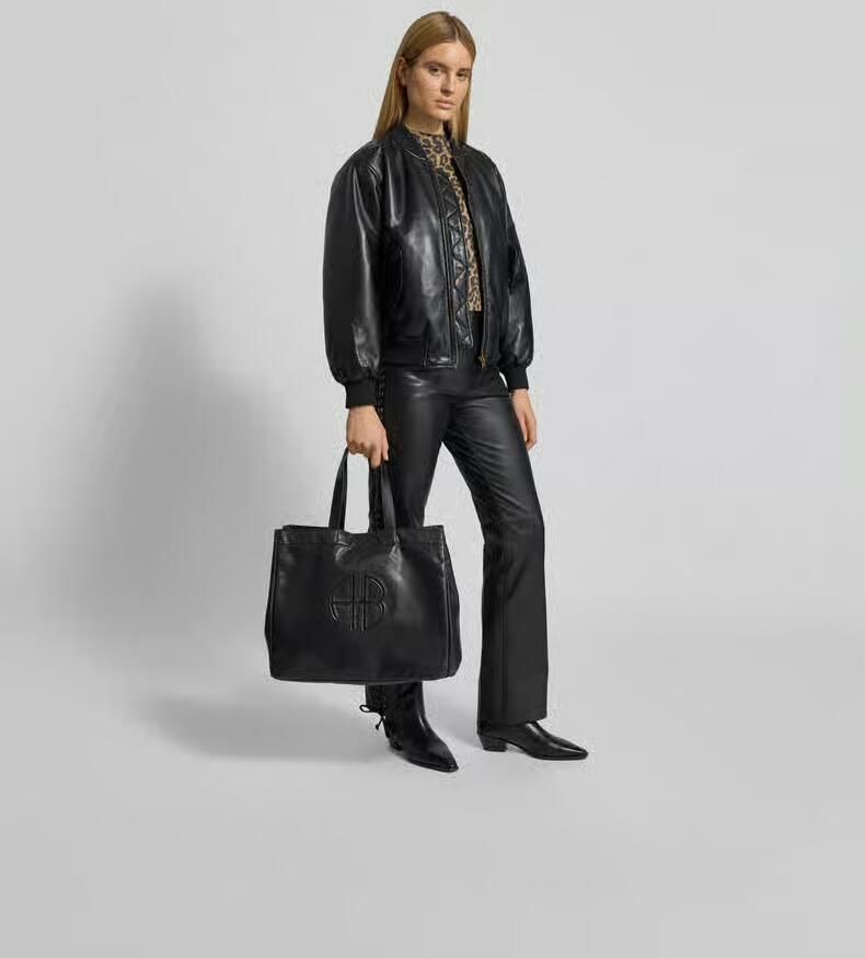 Anine Bing Grote Rio Tote Zwarte Leren Tas Black Dames - Foto 2