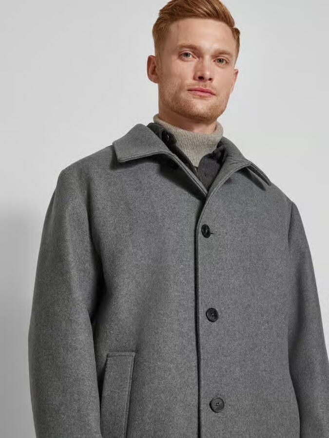 ANNARR Lange jas van pure wol met knoopsluiting model 'NOVELLO'