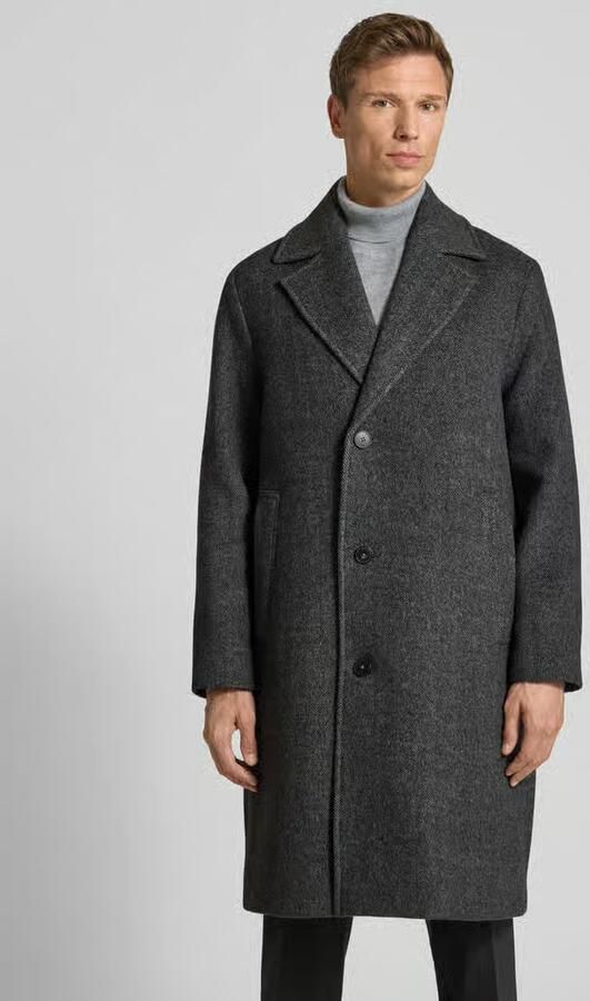 ANNARR Lange jas van wolmix met steekzakken model 'RAGNAR'