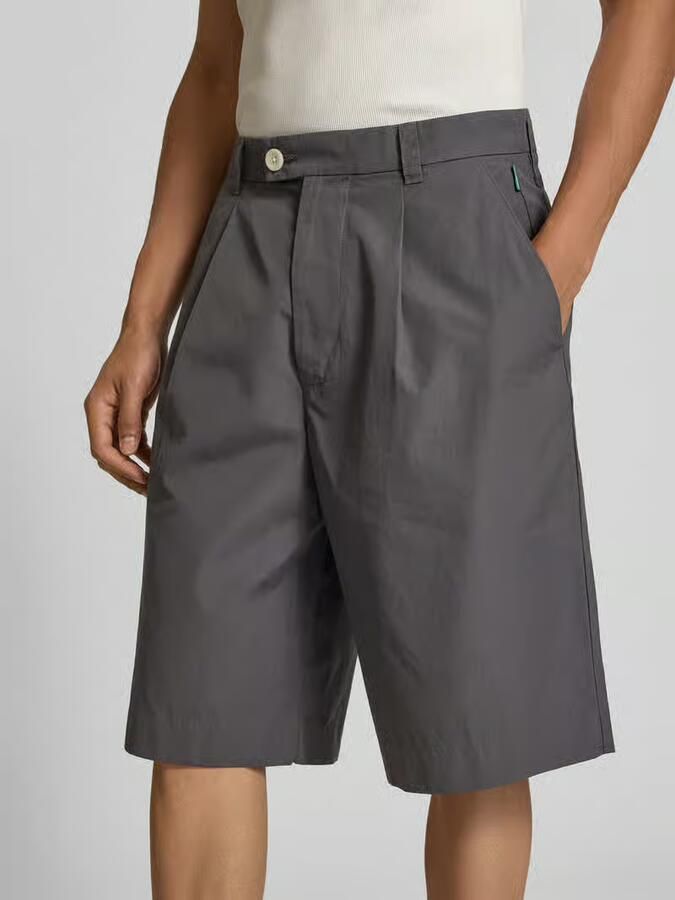 ANNARR straight fit bermuda met bandplooien