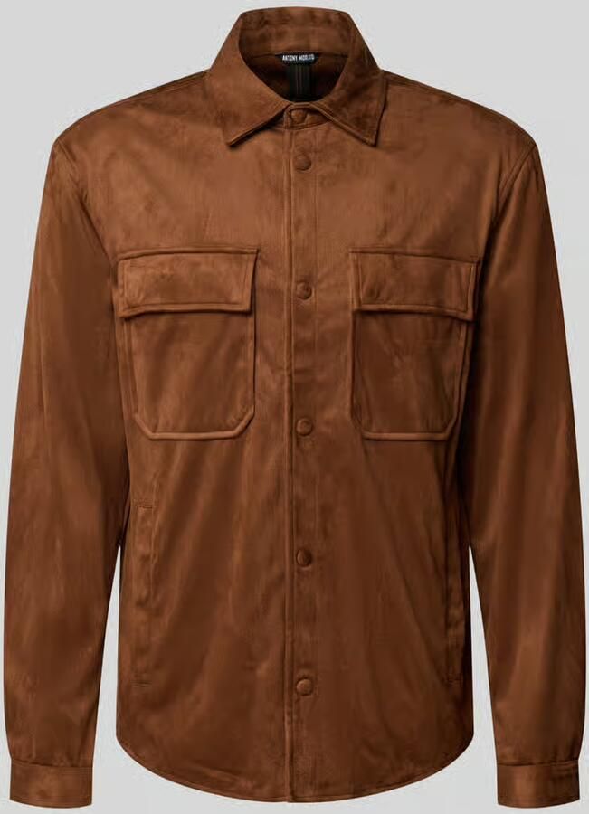 Antony Morato regular fit overshirt in leerlook model 'Dakar'