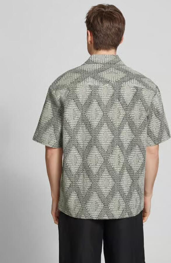 Antony Morato Overhemd Korte Mouw RELAXED FIT WITH LOGOED METAL BADGE MMSS00186-FA140280