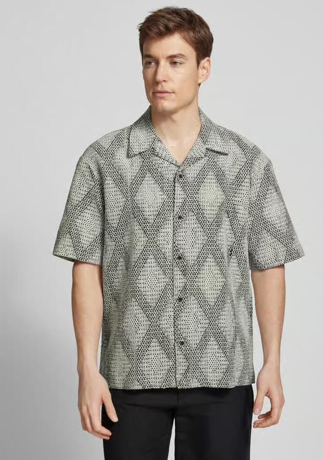 Antony Morato Overhemd Korte Mouw RELAXED FIT WITH LOGOED METAL BADGE MMSS00186-FA140280 - Foto 2