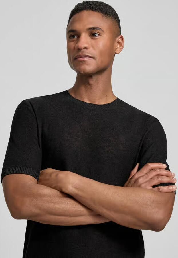 Antony Morato slim fit T-shirt van linnenmix in tricotlook