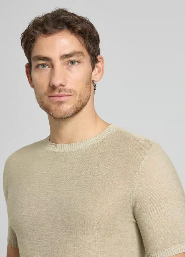 Antony Morato T-shirt van mix van linnen en viscose met ronde hals