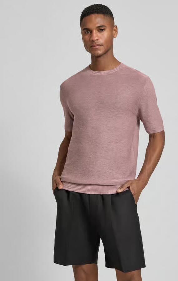 Antony Morato slim fit T-shirt van linnenmix in tricotlook - Foto 4