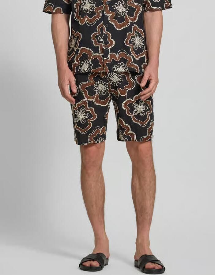 Antony Morato straight fit korte broek met all-over bloemenmotief stitching - Foto 3