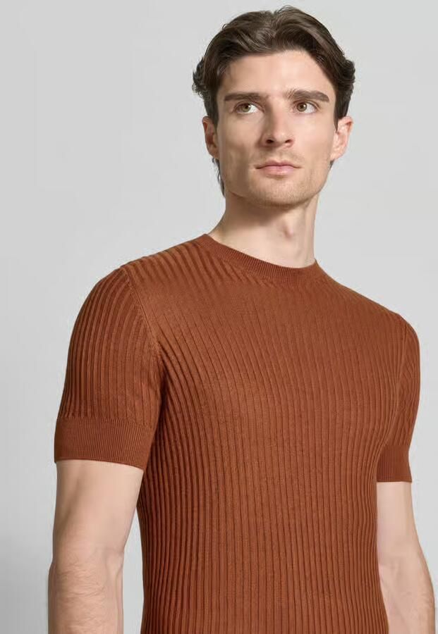 Antony Morato T-shirt van viscosemix met riblook