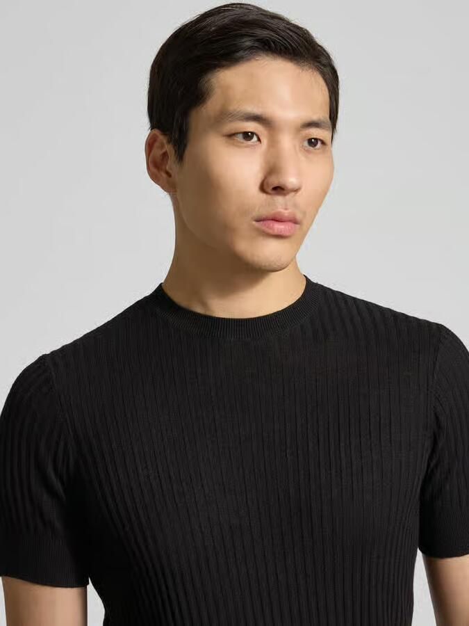 Antony Morato T-shirt van viscosemix met riblook