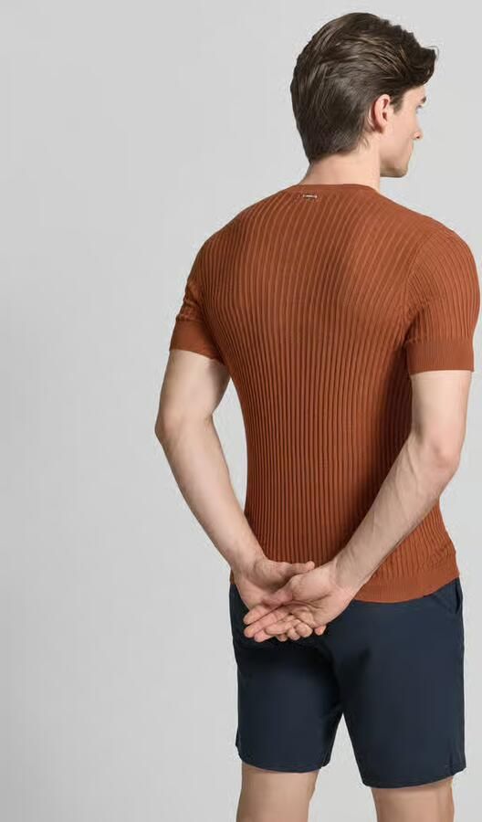 Antony Morato T-shirt van viscosemix met riblook