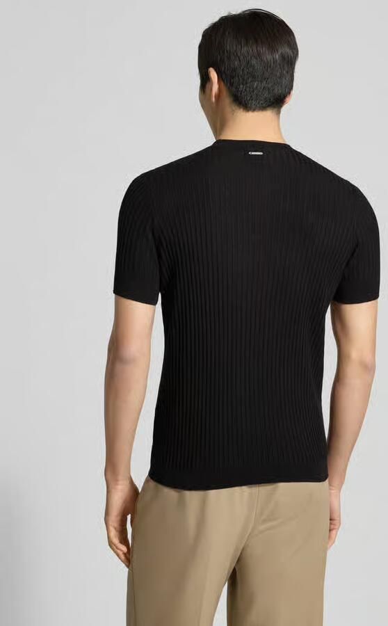 Antony Morato T-shirt van viscosemix met riblook - Foto 4