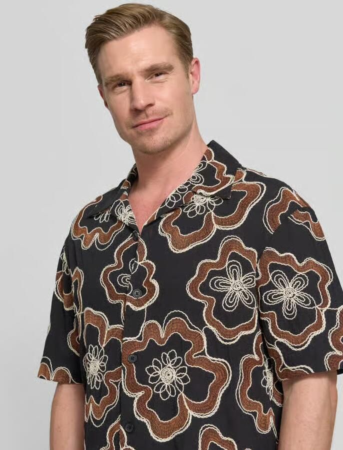 Antony Morato Vrijetijdsoverhemd met florale all-over stitching model 'Dova'