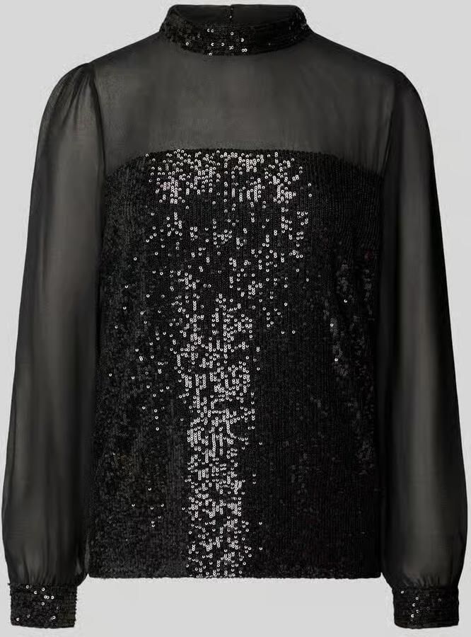 Apricot blouse met lange mouwen met pailletten