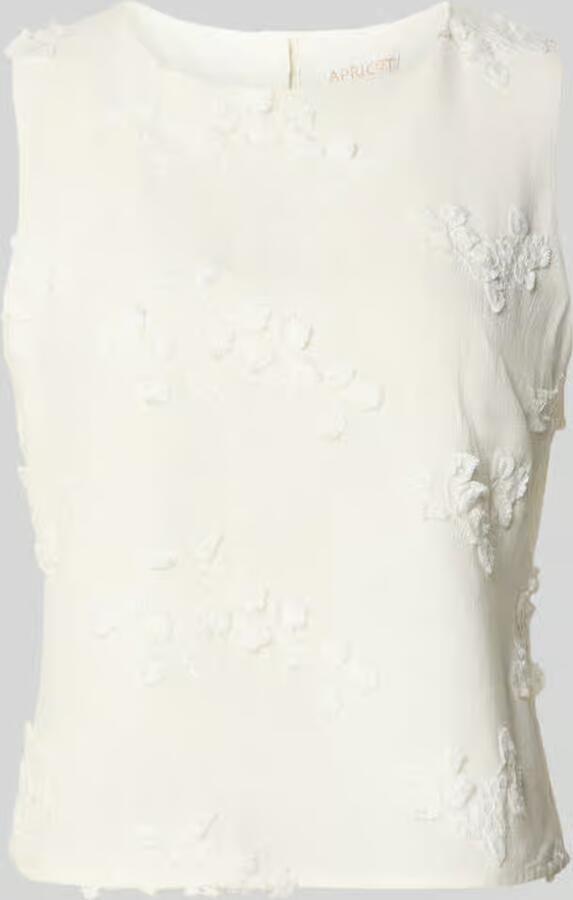 Apricot Blousetop van mix van viscose en linnen met stitchings - Foto 2
