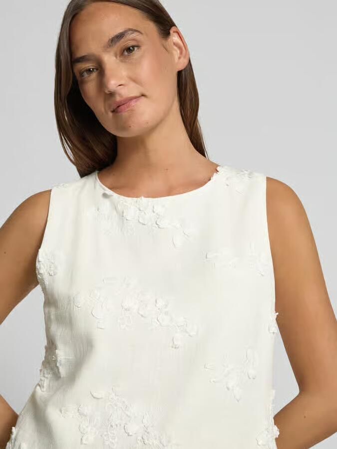 Apricot Blousetop van mix van viscose en linnen met stitchings