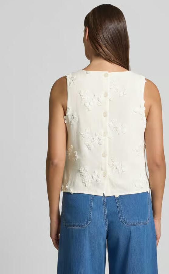 Apricot Blousetop van mix van viscose en linnen met stitchings - Foto 4
