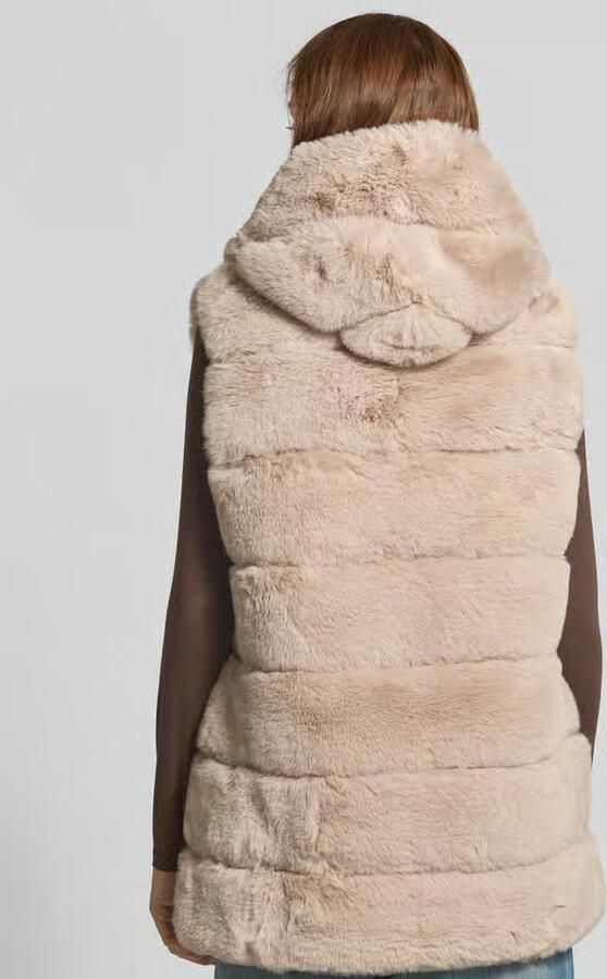 Apricot Gilet van imitatiebont met doorgestikte naden - Foto 3