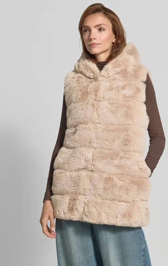 Apricot Gilet van imitatiebont met doorgestikte naden - Foto 2