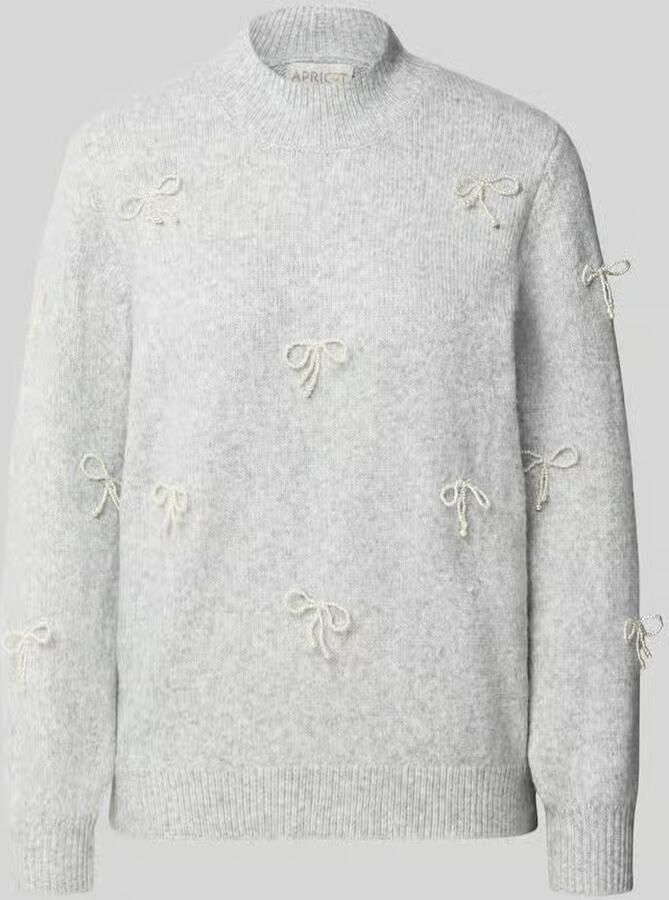 Apricot Gebreide pullover met opstaande kraag en parels