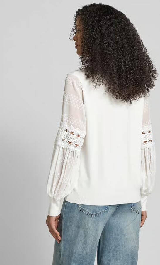 Apricot Gebreide pullover van viscose met semi-transparante mouwen - Foto 4