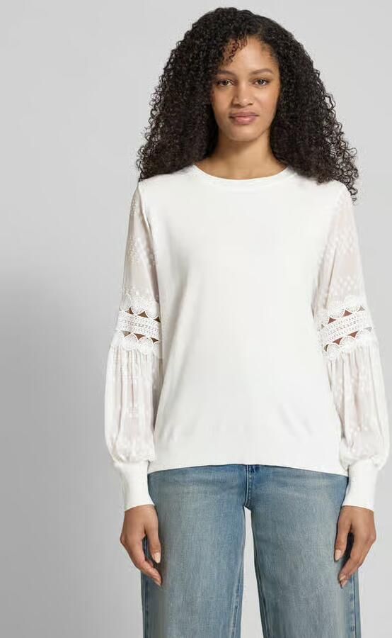 Apricot Gebreide pullover van viscose met semi-transparante mouwen - Foto 3