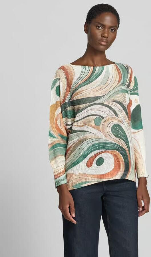 Apricot Gebreide pullover van viscosemix in all-over look - Foto 2