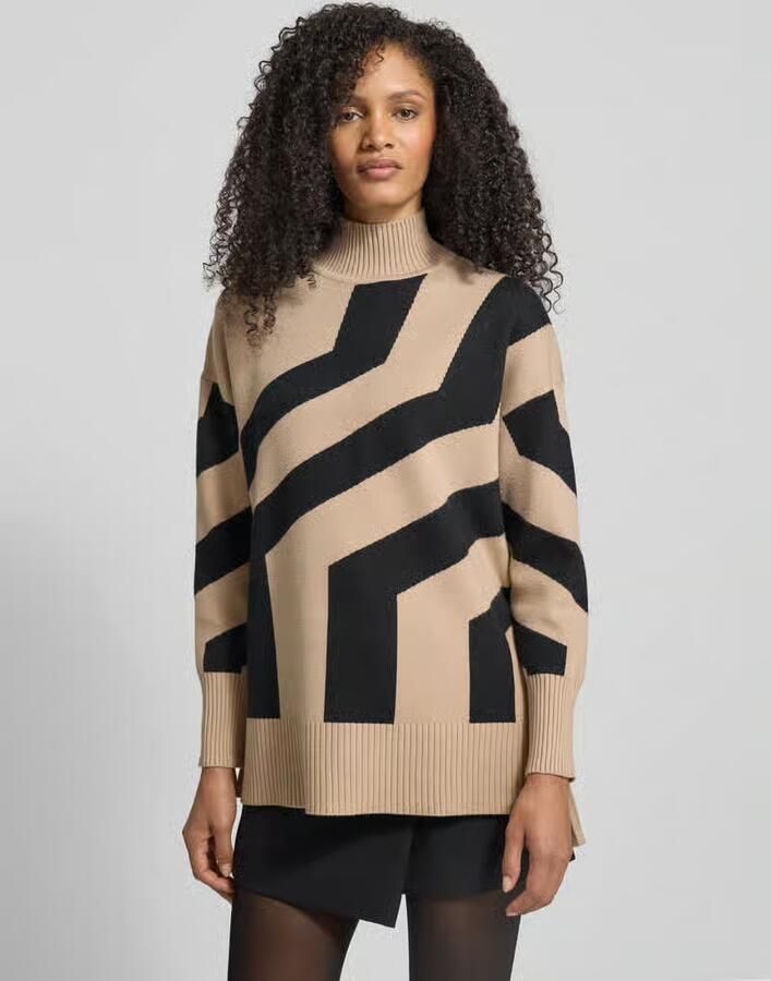 Apricot Gebreide pullover van viscosemix met opstaande kraag - Foto 2