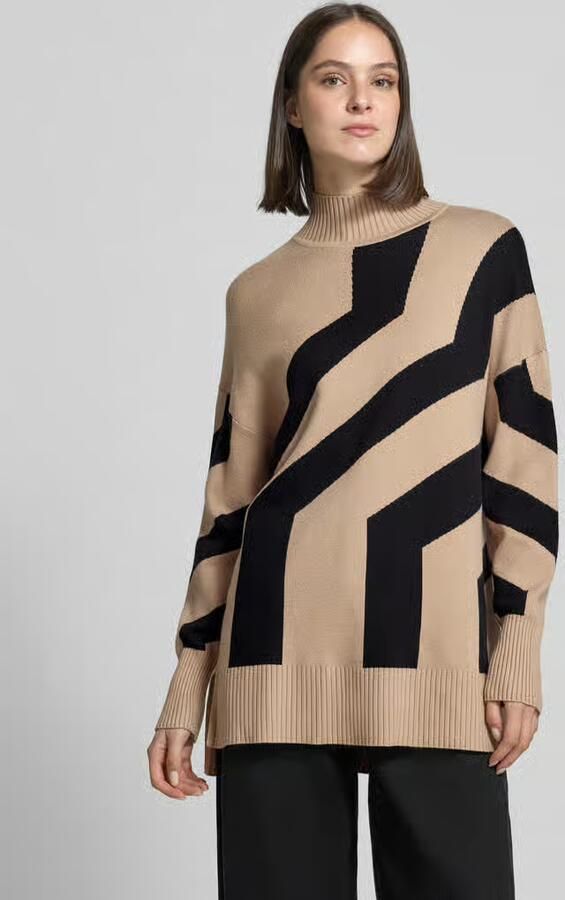 Apricot Gebreide pullover van viscosemix met opstaande kraag - Foto 3