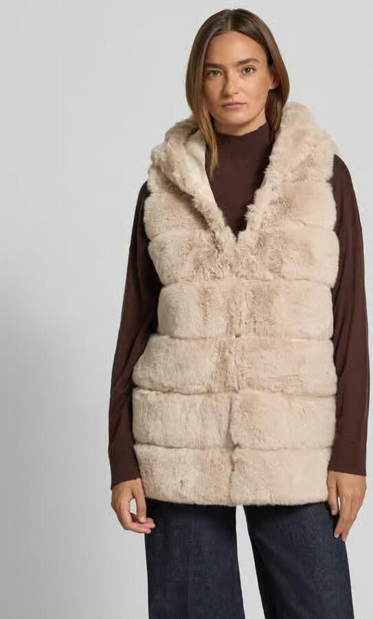Apricot Gilet van imitatiebont met doorgestikte naden - Foto 2