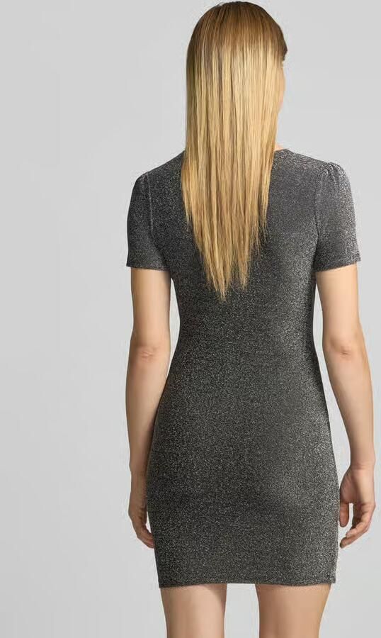 Apricot Glanzend mini-jurk met plooien - Foto 3