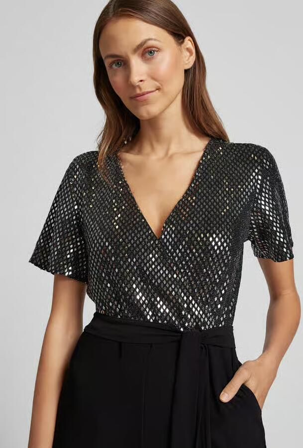 Apricot Glanzende jumpsuit met strikceintuur