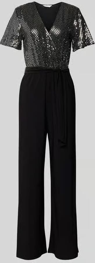 Apricot Glanzende jumpsuit met strikceintuur - Foto 4