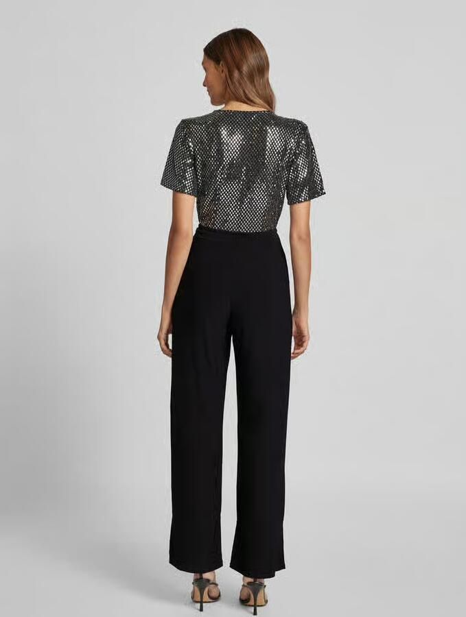 Apricot Glanzende jumpsuit met strikceintuur - Foto 3