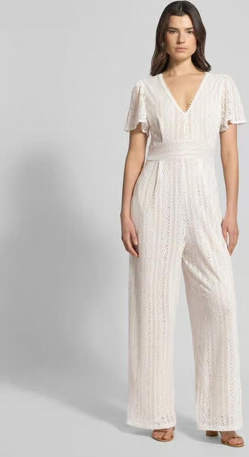 Apricot Jumpsuit met Ajourwerk en rugzijde Ritssluiting - Foto 3