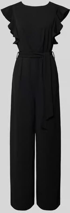 Apricot Jumpsuit met ronde hals en strikceintuur