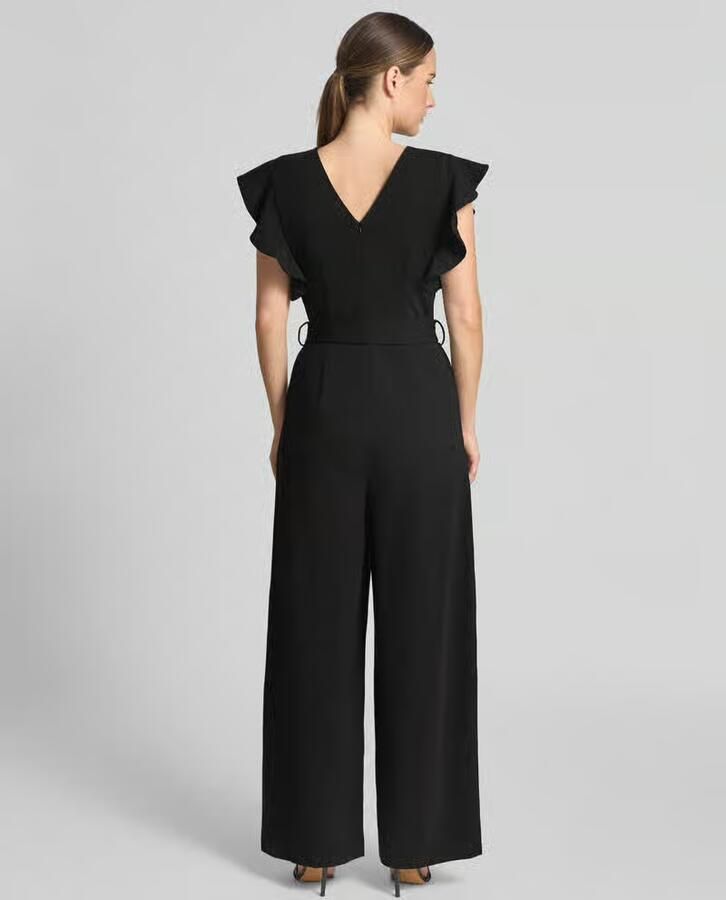 Apricot Jumpsuit met ronde hals en strikceintuur - Foto 2