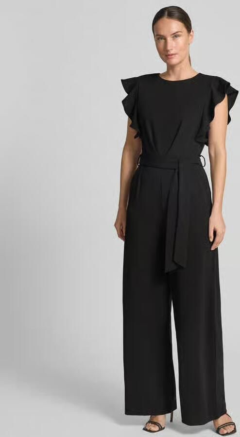 Apricot Jumpsuit met ronde hals en strikceintuur - Foto 3