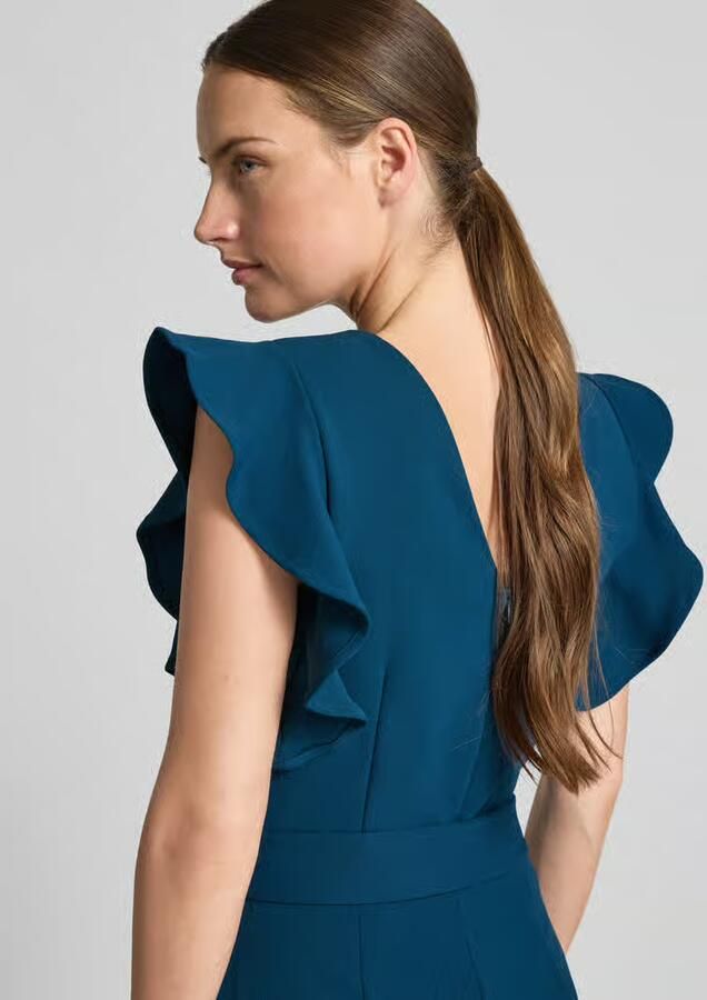 Apricot Jumpsuit met ruches en strikceintuur - Foto 2