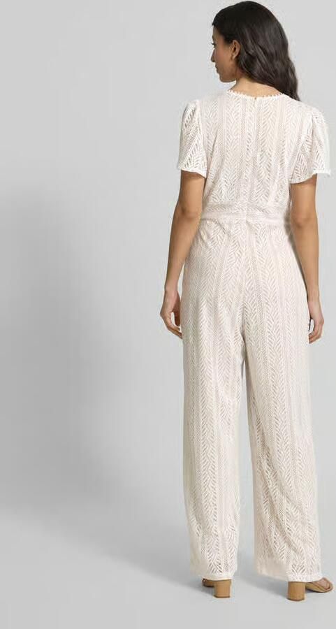 Apricot Jumpsuit met Ajourwerk en rugzijde Ritssluiting - Foto 4