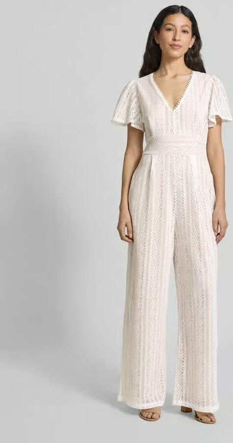Apricot Jumpsuit met Ajourwerk en rugzijde Ritssluiting - Foto 5