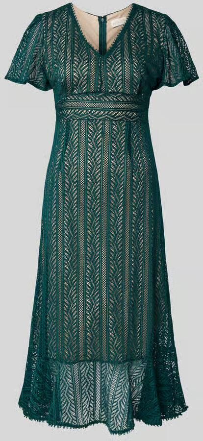 Apricot Midi-jurk met broderie anglaise en V-hals - Foto 2