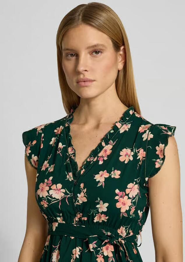 Apricot Jurk van viscose met strikceintuur en volantzoom