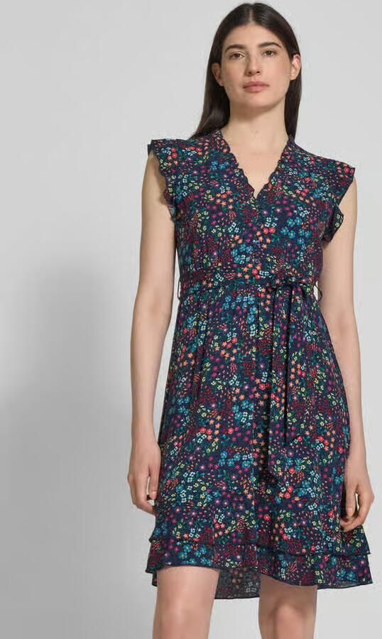 Apricot mini-jurk van pure viscose met een florale all-over print - Foto 2