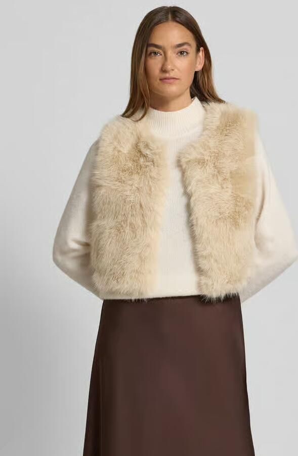 Apricot Kort gilet van imitatiebont met ronde hals - Foto 2